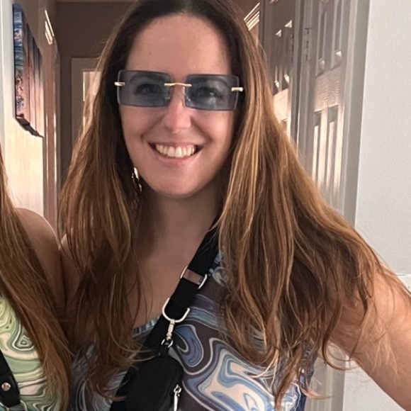 Stylish Blue Rimless Sunglasses - Picture 8 of 8